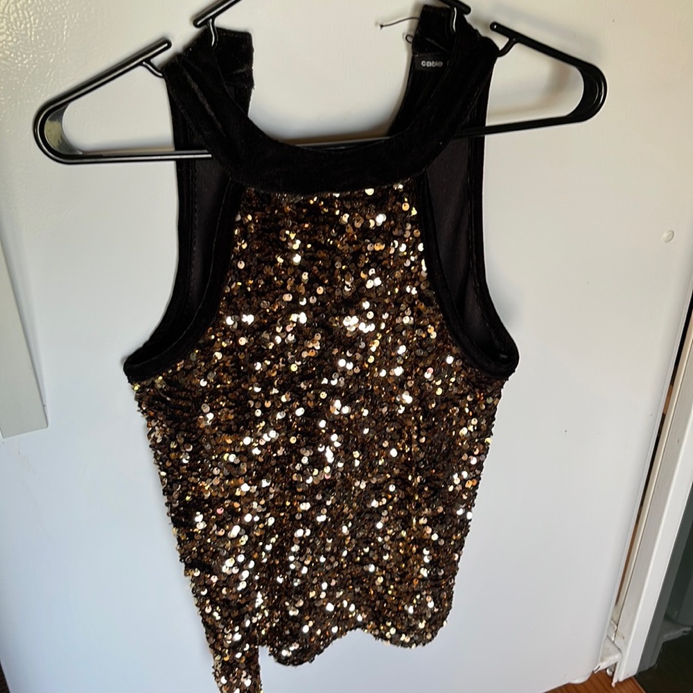 Cable and gauge sparkly velvet top